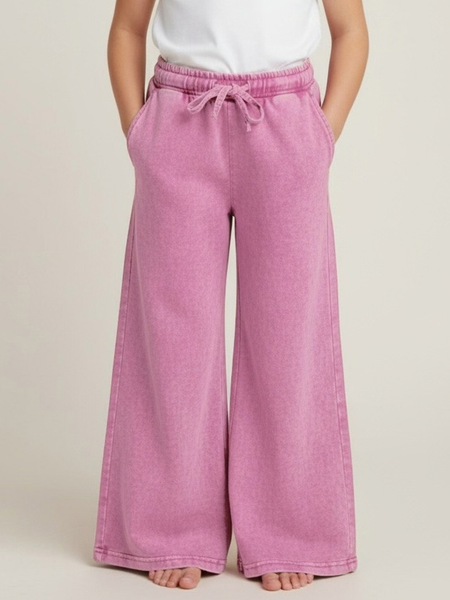 Mineral Washed Wide Leg Sweatpants | Pink