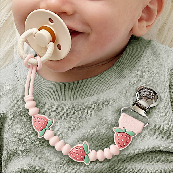 Itzy Paci Strap Plus™ | Pink Bows