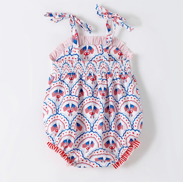 Star Spangled Smocked Baby Romper
