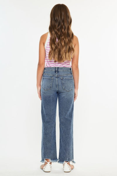 High Rise Slim Straight Denim Jeans | Dark Wash