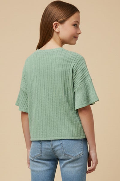 Lightweight Cable Knit Top | Olive