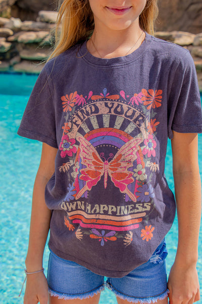 Find Your Own Happiness Butterfly Graphic Tee | Asphalt