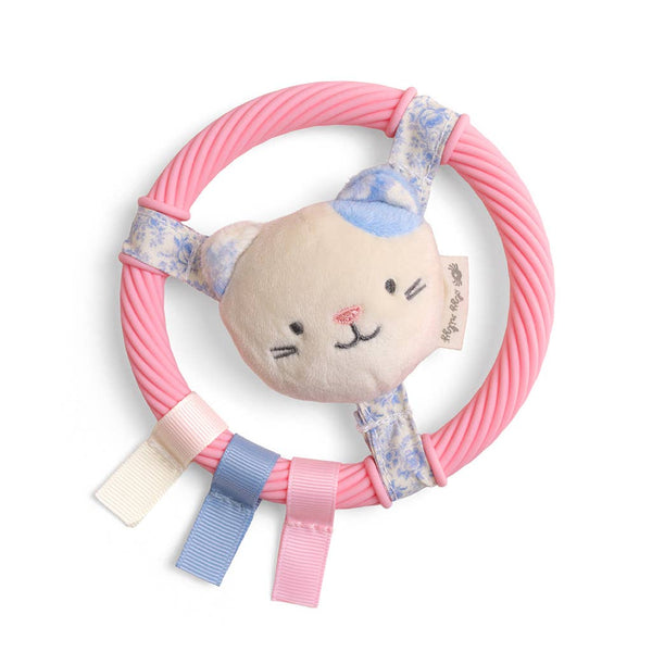Itzy Ring Pal™ - Teething Ring with Plush Character | Pink Kitty