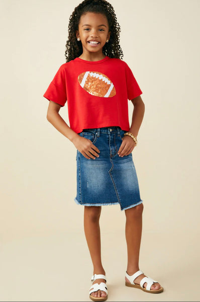 Gameday Sequin Football Patch Tee | Red