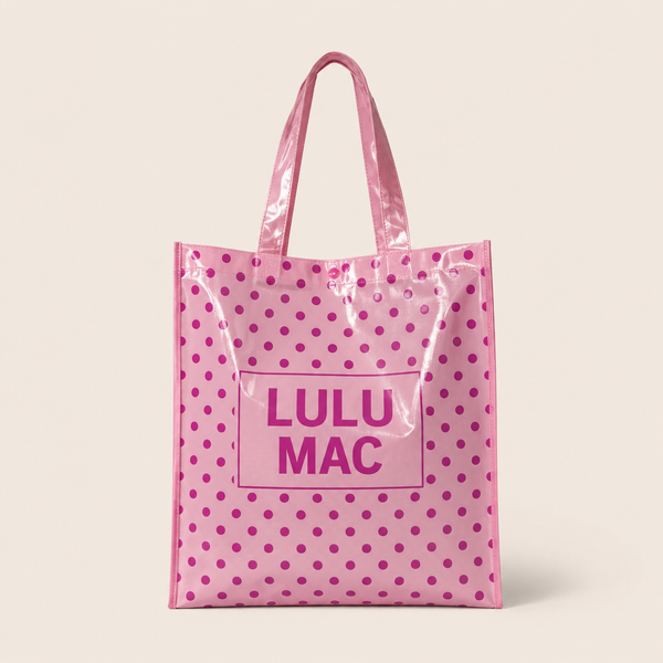 Lulu Mac Reusable Tote | Light Pink/Hot Pink Polka Dot