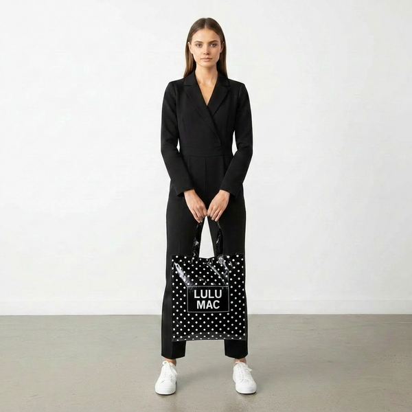 Lulu Mac Reusable Tote | Black/White Polka Dot