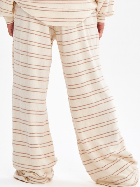 Striped Brush Knit Wide Leg Pants | Birch/Taupe