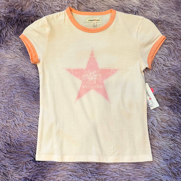Distressed Star Ringer Graphic Tee