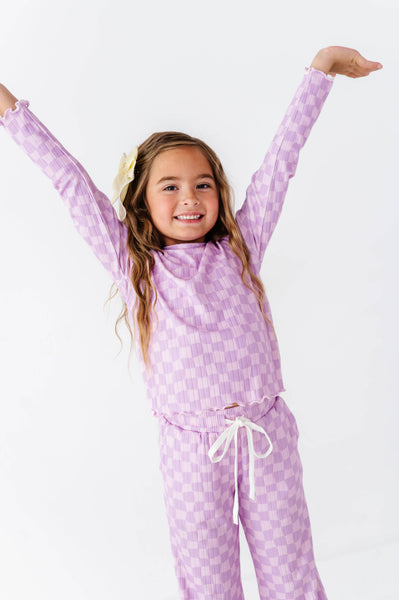 Ribbed Set | Preppy Purple Check