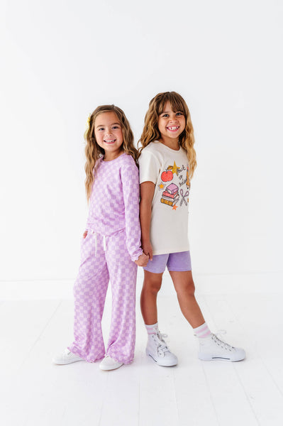 Ribbed Set | Preppy Purple Check