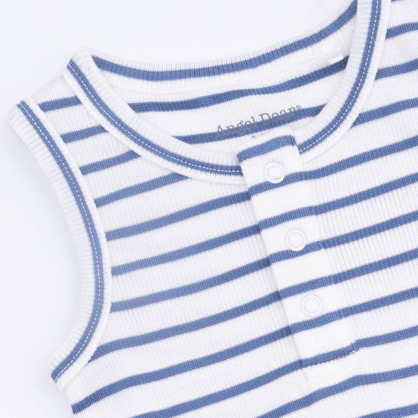 Henley Shortie Romper | Navy Stripe