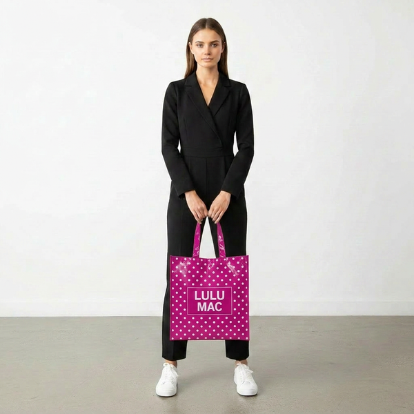 Lulu Mac Reusable Tote | Hot Pink/White Polka Dot