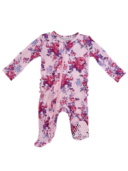 2-Way Zip Ruffle Footie | Violet Rose