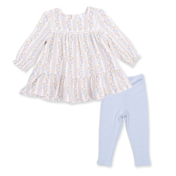 Catarina Floral Puffed Long Sleeve Tiered Dress & Leggings Set