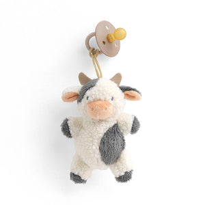 Bitzy Pal Natural Rubber Pacifier & Stuffed Animal | Cow