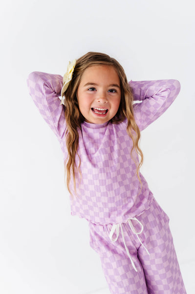 Ribbed Set | Preppy Purple Check