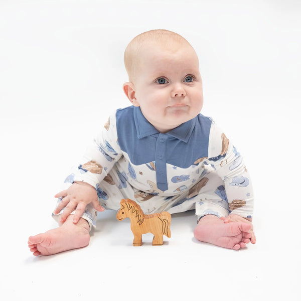 Cowboy Romper | Blue Cowboy Boots