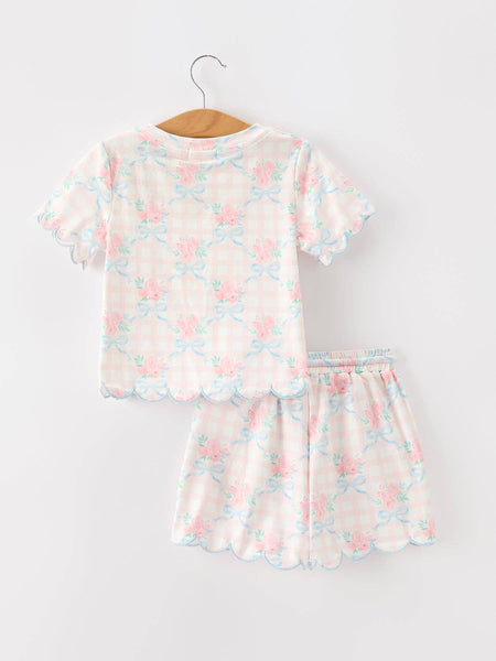 PREORDER ETA 7/17 | Scallop Hem Short Set | Bow Floral