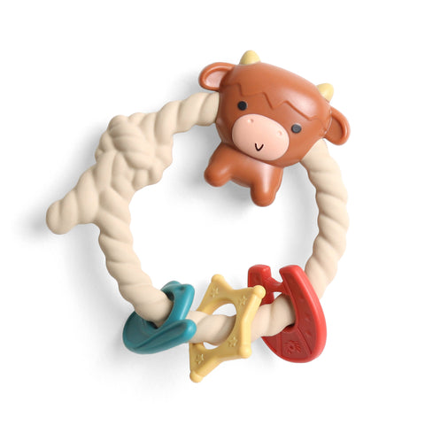 Ritzy Rattle™ Silicone Teether Rattles | Highland Cow