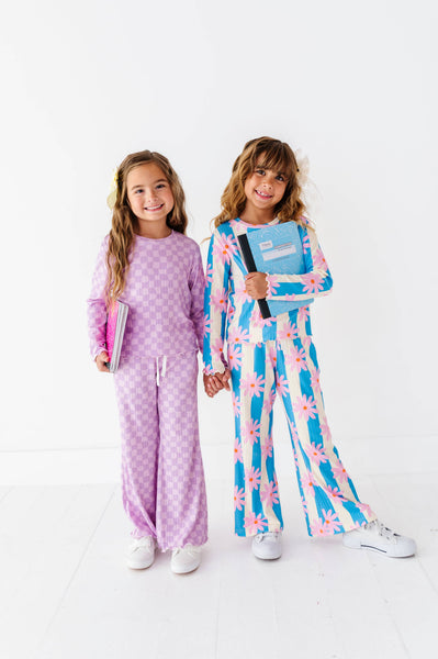 Ribbed Set | Preppy Purple Check