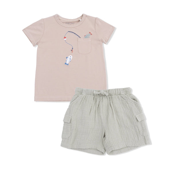Crew Neck Tee with Cargo Short | Gone Fishing