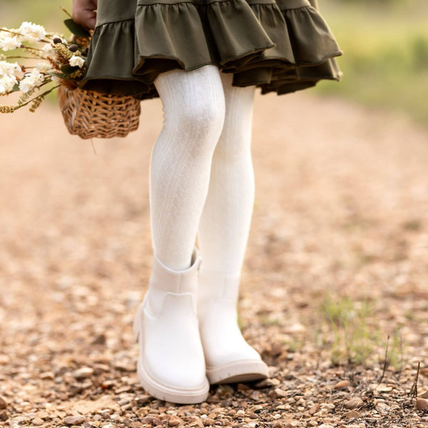 Cable Knit Tights | Ivory