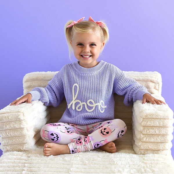 Boo Purple Solid Knit Sweater