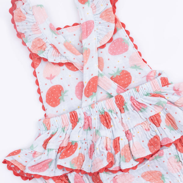 Ric-Rac Ruffle Sunsuit | Strawberry Bliss