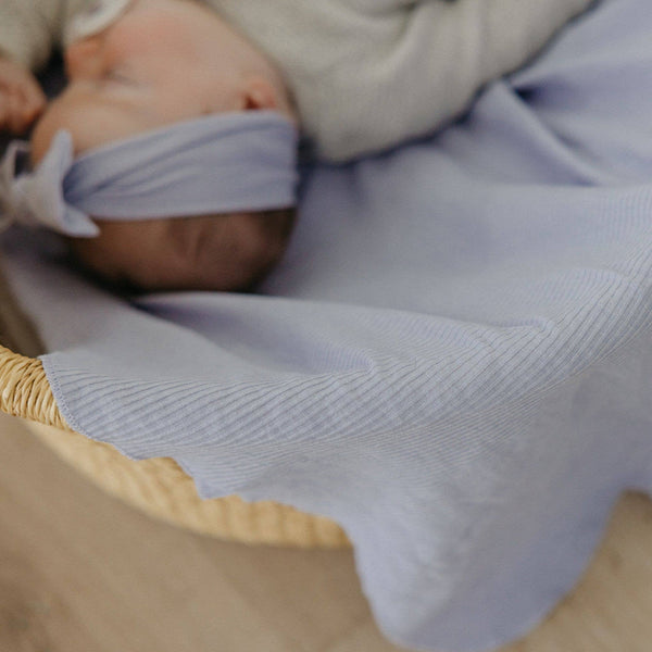 Rib Knit Swaddle Blanket | Periwinkle