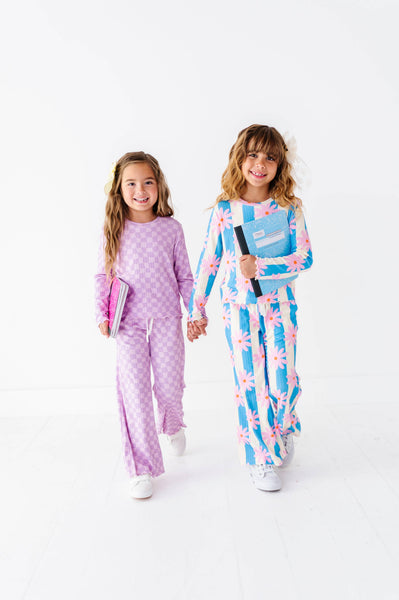 Ribbed Set | Preppy Purple Check