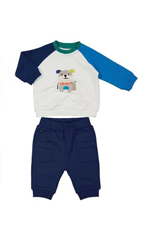 Puppy Pal Colorblock Raglan Pullover Set | Navy