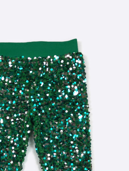Emerald Sequin Flares