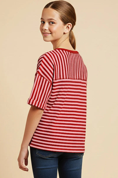 Striped Tee | Red Mix