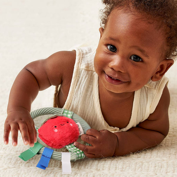 Itzy Ring Pal™ - Teething Ring with Plush Character | Taupe Bear