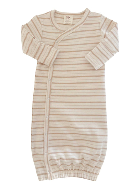 Organic Gown | Biscuit Mixed Stripe