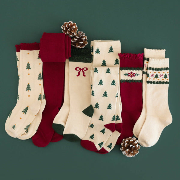 Tree Farm Scalloped Knee Socks