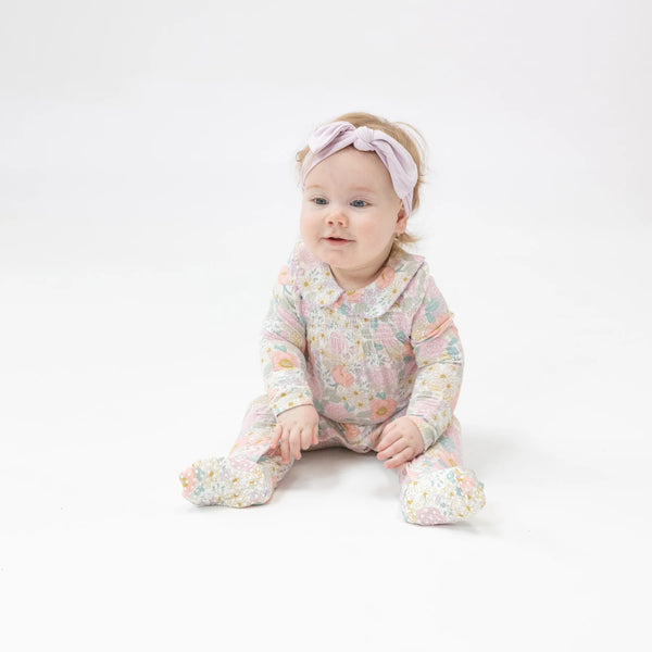 Smocked Peter Pan Footie | Peonies & Roses