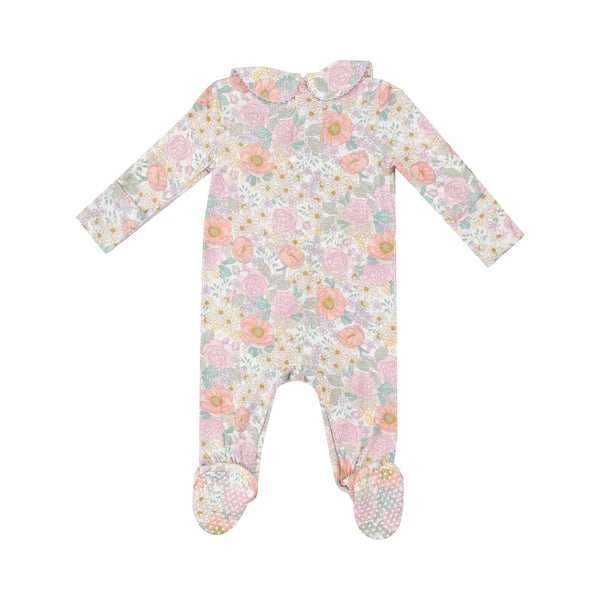 Smocked Peter Pan Footie | Peonies & Roses