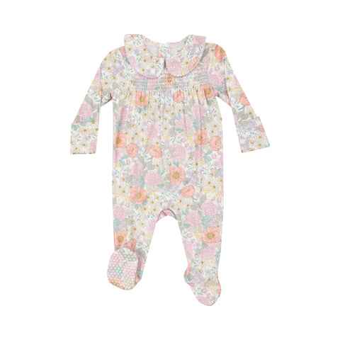 Smocked Peter Pan Footie | Peonies & Roses