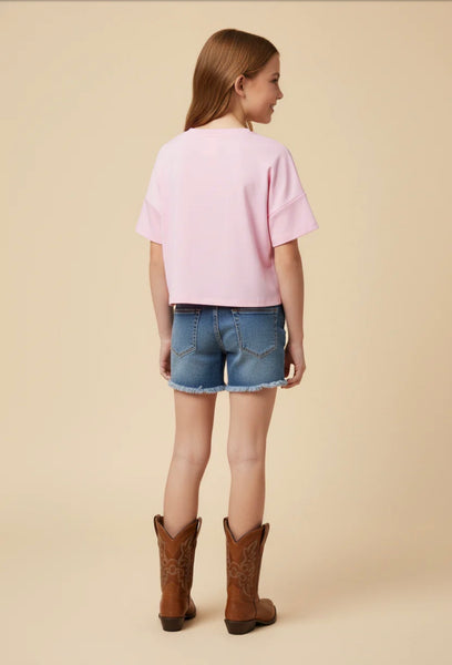 Sequined Cactus Boot Tee | Pink