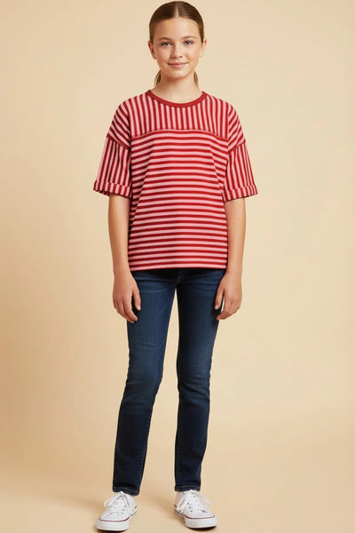 Striped Tee | Red Mix