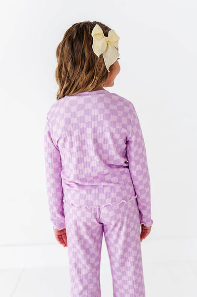 Ribbed Set | Preppy Purple Check