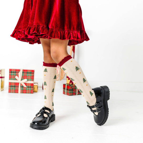 Tree Farm Scalloped Knee Socks