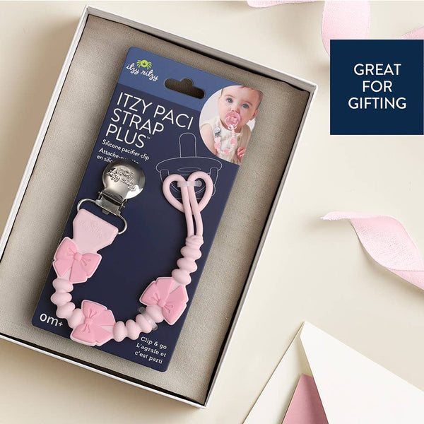 Itzy Paci Strap Plus™ | Pink Bows