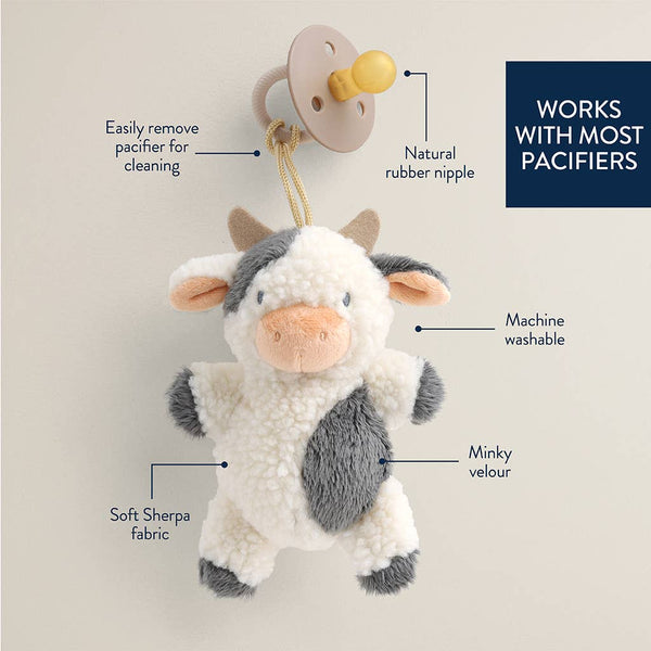 Bitzy Pal Natural Rubber Pacifier & Stuffed Animal | Cow