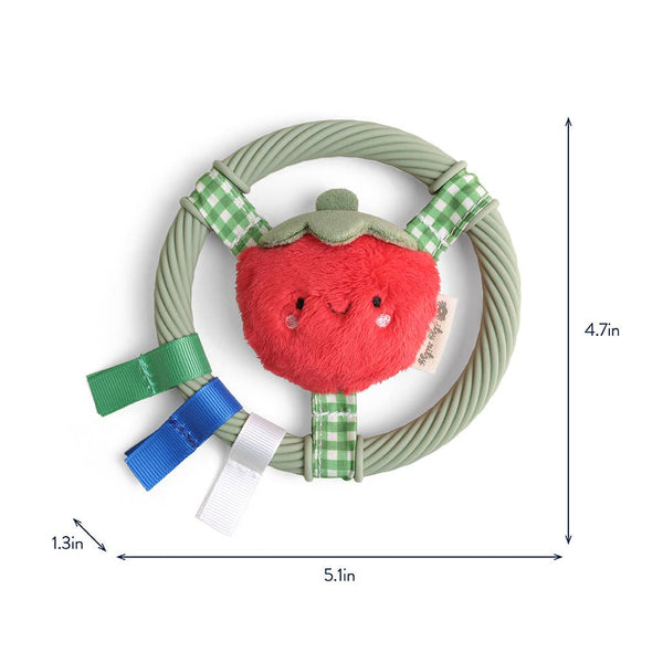 Itzy Ring Pal™ - Teething Ring with Plush Character | Taupe Bear