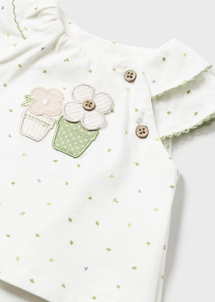 Flower Pot Applique Bloomer Set | Eucalyptus