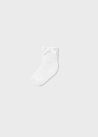 Openwork Sock w/ Bow | White