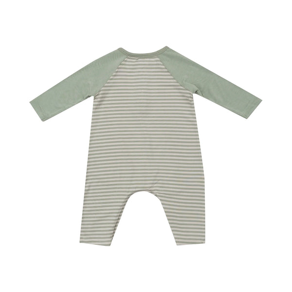 Raglan Henley Romper | Desert Sage Stripe