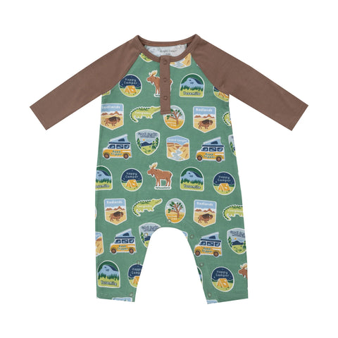 Raglan Henley Romper | National Park Stickers